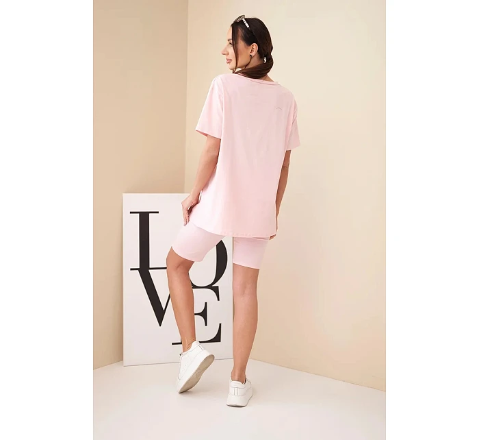 Dámský bavlněný komplet s krátkým rukávem a šortkami žlutý