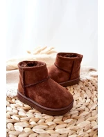 Dětské Teplé Sněhule Semišové Hnědé model 21564106 - Boto Dětské Teplé Sněhule Semišové Hnědé model 21564106 - Boto