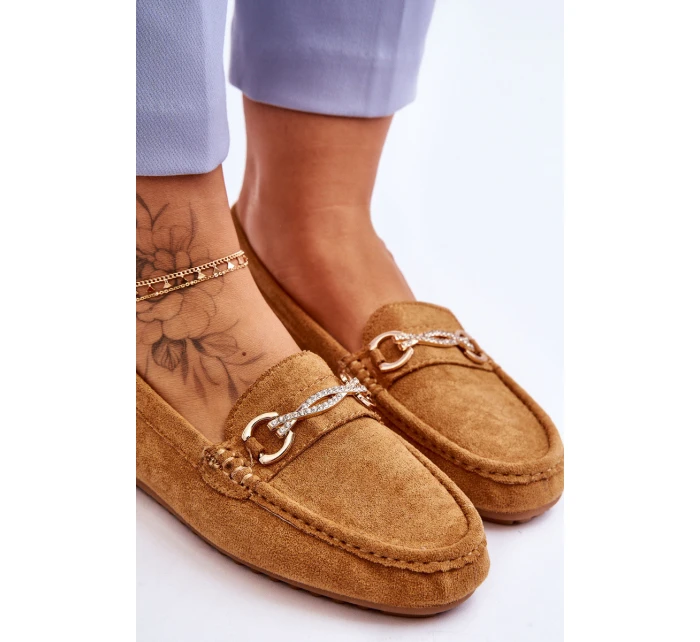 Klasické semišové mokasíny se zdobením Camel model 21620132 - Boto