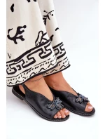 Lesklé Dámské Sandály S Dekorací Plné Černé model 21686853 - Boto Lesklé Dámské Sandály S Dekorací Plné Černé model 21686853 - Boto