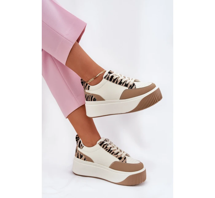 Dámské tenisky na masivní platformě Zebra Bežové Tamorniel Dámské tenisky na masivní platformě Zebra Bežové Tamorniel