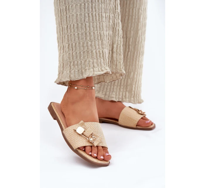 Dámské Pantofle Na Plochém Podpatku S Mašlí Béžové Sallariela Dámské Pantofle Na Plochém Podpatku S Mašlí Béžové Sallariela