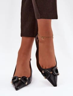 Dámské sandály na podpatku s ozdobným detailem černé Brienne
