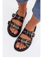 Dámské žabky se zlatými přezkami Eko kůže Černé Bellarya