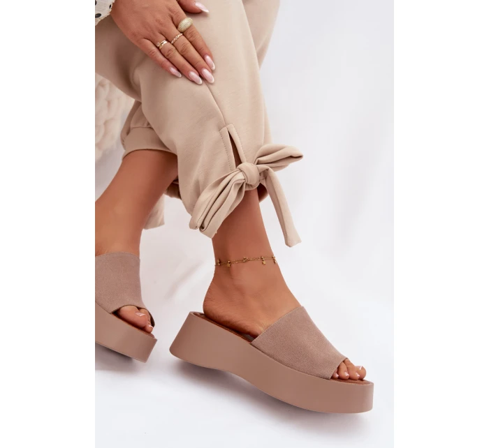 Dámské sandály na platformě tmavě béžové Liorisse