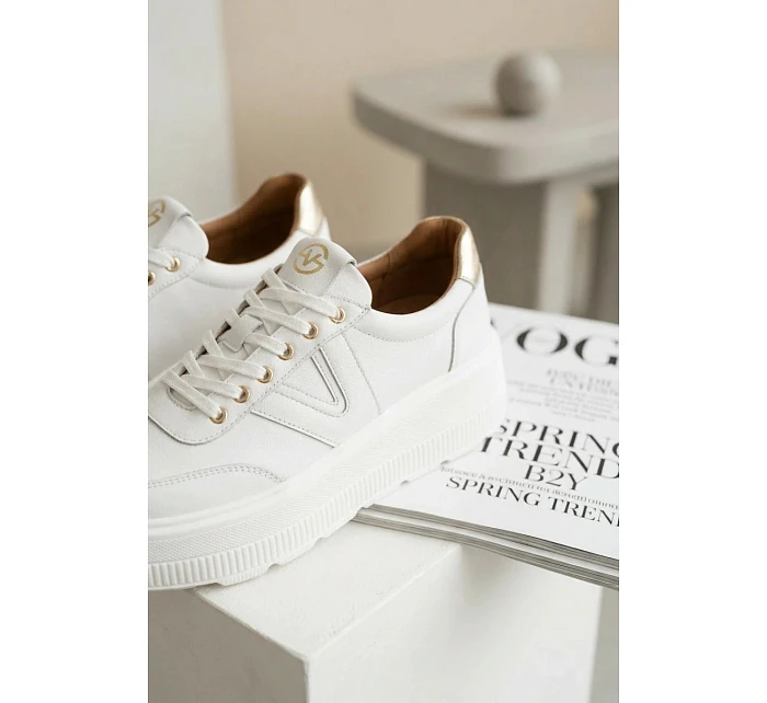 Kožené dámské tenisky na platformě Vinceza 39976 bílé