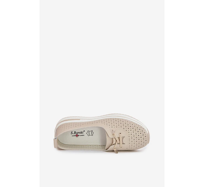 Kožené dámské polobotky LR61-7044 béžové - S.Barski