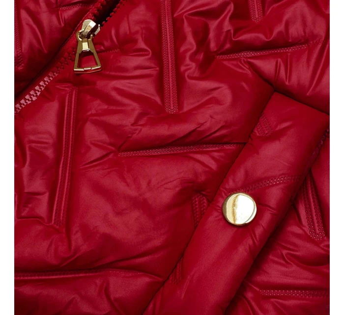 Červená dámská vesta s kožešinovou podšívkou S'West (B8252-404) Červená dámská vesta s kožešinovou podšívkou S'West (B8252-404)