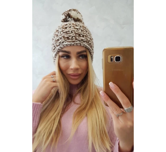 Fleecová čepice Fiona K275 bílá+hnědá Fleecová čepice Fiona K275 bílá+hnědá