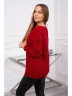 Pletený svetr s výstřihem do V červený