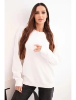Dámská mikina z pružného bavlněného materiálu s kulatým výstřihem bílá