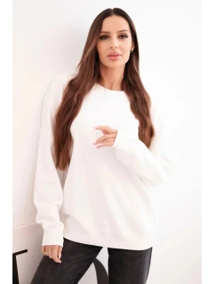Dámská mikina z pružného bavlněného materiálu s kulatým výstřihem bílá