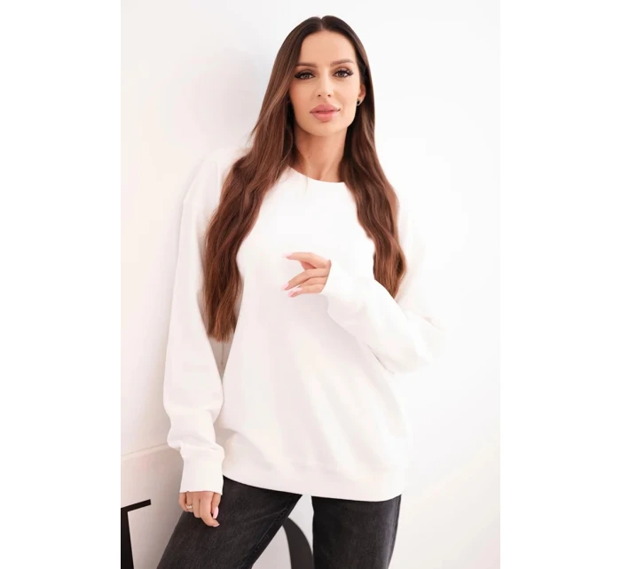 Dámská mikina z pružného bavlněného materiálu s kulatým výstřihem bílá