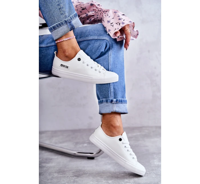 Dámské nízké kožené tenisky Big Star model 21594429 Bílé - Big Star Shoes Dámské nízké kožené tenisky Big Star model 21594429 Bílé - Big Star Shoes