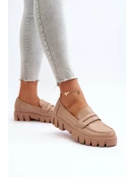 Dámské mokasíny z ekologické kůže béžové model 21649247 - VINCEZA