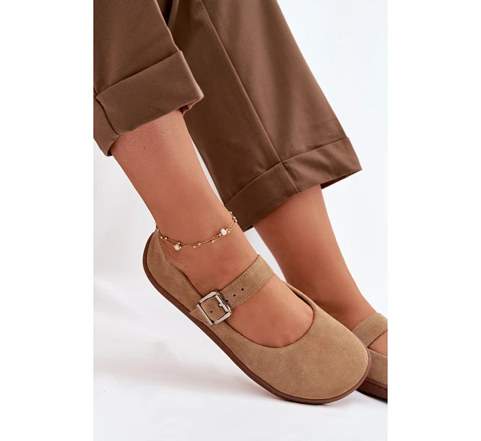Baleríny Barefoot z přírodního semiše model 22069732 béžové - Zazoo