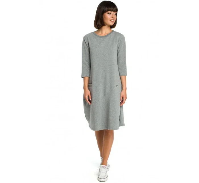 B083 Oversized šaty s přední kapsou - královská modř