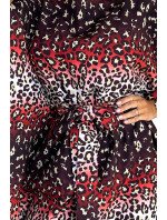 SOFIA - Dámské motýlkové šaty s jaguářím vzorem a se zavazováním v pase 287-23