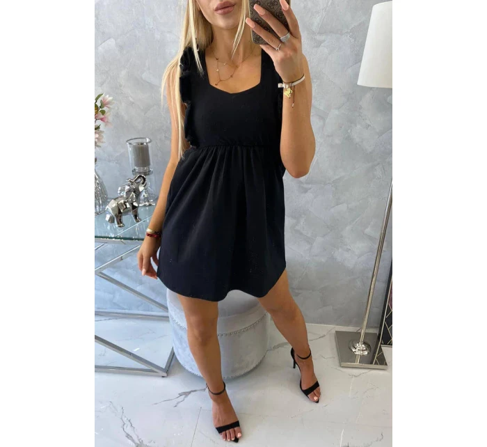 Šaty s volánky na bocích černé Šaty s volánky na bocích černé