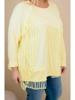 Dámská bavlněná blůza Plus Size s třásněmi žlutá Dámská bavlněná blůza Plus Size s třásněmi žlutá