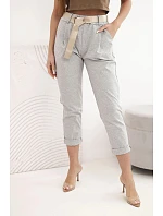 Kalhoty Punto s páskem šedý melanž