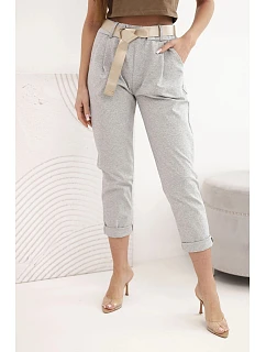 Kalhoty Punto s páskem šedý melanž