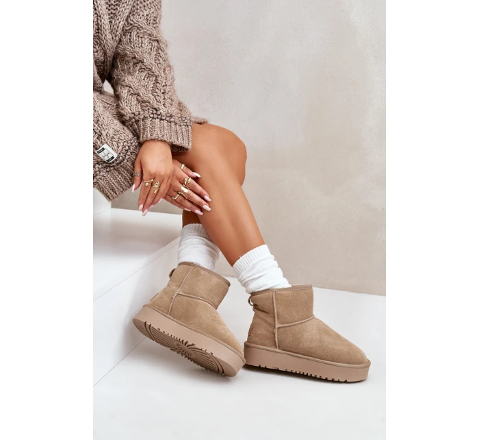 Dámské semišové sněhule na platformě nad kotníkem béžové Rianaella Dámské semišové sněhule na platformě nad kotníkem béžové Rianaella