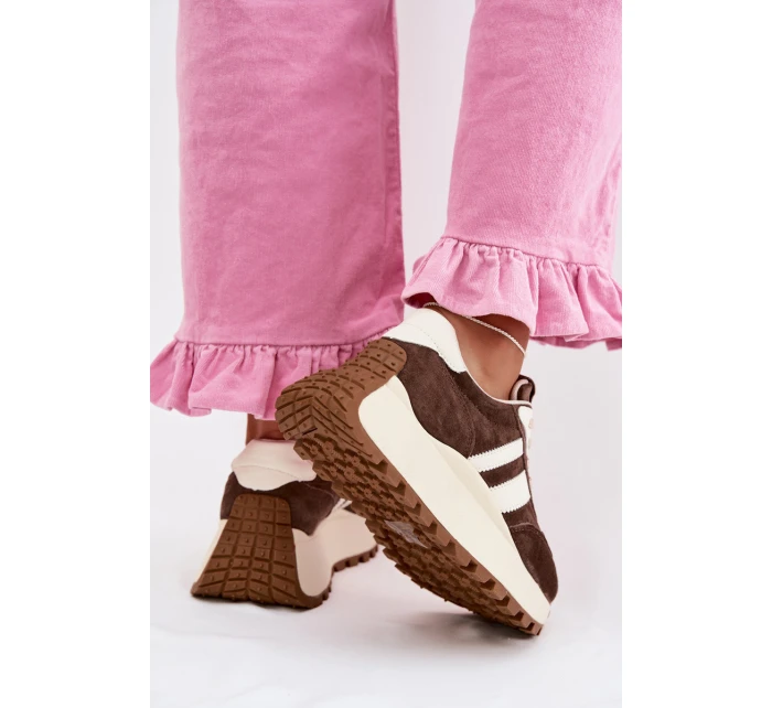 Semišové tenisky na masivní platformě D&A GR61-5986 Čokoládové