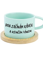 DEN ZAČÍNÁM KÁVOU A KONČÍM VÍNEM - mint hrníček makronka 200 ml