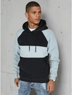 Pánská základní mikina s kapucí s modrými a černými pruhy FashionStreet BX5900