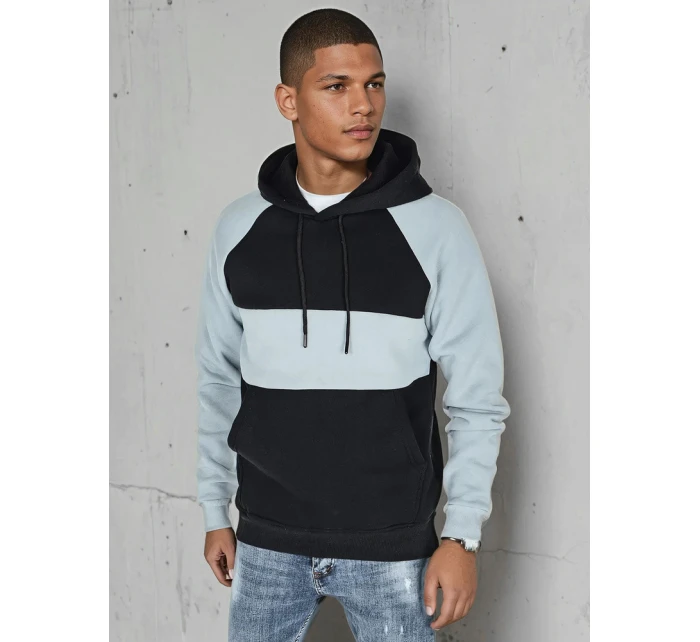 Pánská základní mikina s kapucí s modrými a černými pruhy FashionStreet BX5900