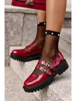 Dámské polobotky s pásky lakované bordové model 21671064 - Boto