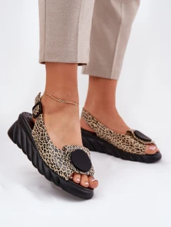 Sandály Z Přírodní Kůže Na Korku Artiker 56C2186 Panterka