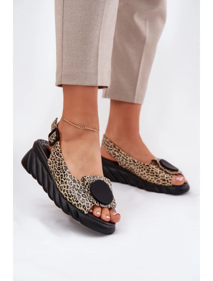 Sandály Z Přírodní Kůže Na Korku Artiker 56C2186 Panterka