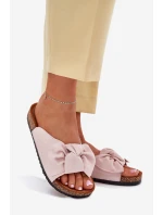 Dámské sandály na korkové podrážce s mašlí světle růžové model 21701490 - Boto