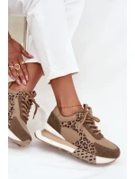 Kožené dámské tenisky na platformě leopardí vzor Artiker 55C0089 hnědé