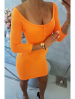 Šaty s výstřihem na zdřímnutí oranžové neonové