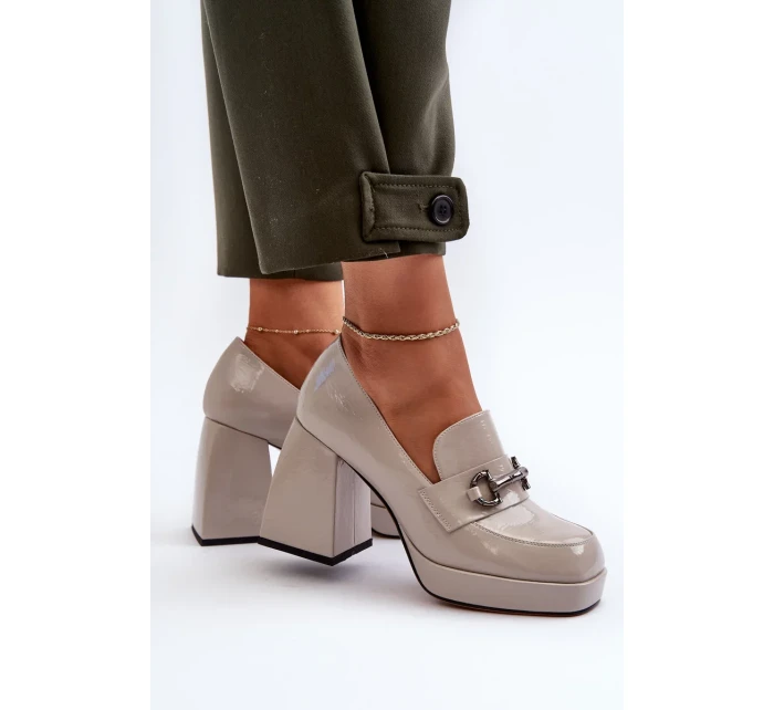 Dámské patentované boty na vysokém podpatku Šedá D&A Dámské patentované boty na vysokém podpatku Šedá D&A