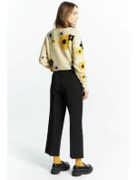 Dámské elegantní kalhoty s logem značky / Černá - Monnari