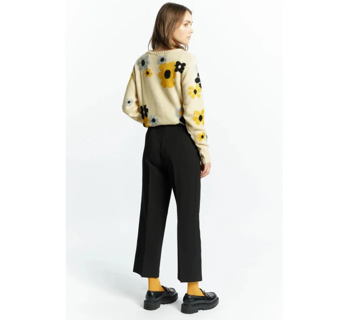 Dámské elegantní kalhoty s logem značky / Černá - Monnari