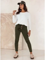 Dámské džínové kalhoty CHARMYOU s páskem olivové FashionStreet UY2270