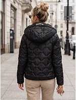 Dámská prošívaná přechodová bunda s kapucí, černá, FashionStreet TY5886 Dámská prošívaná přechodová bunda s kapucí, černá, FashionStreet TY5886