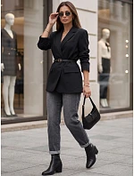 Jeansy damskie mom fit z wysokim stanem szare FashionStreet UY3114