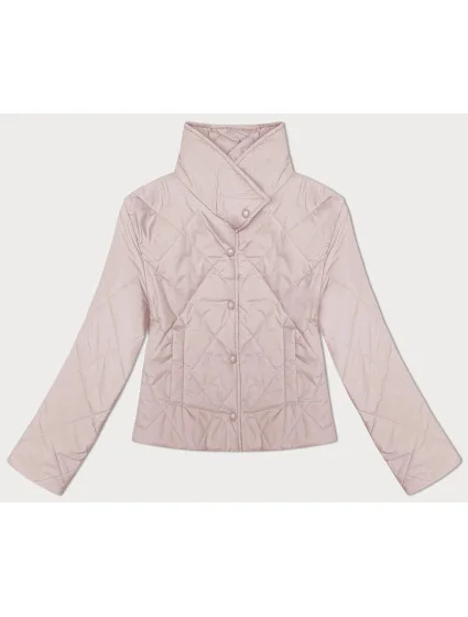 Prošívaná dámská bunda v pudrově růžové barvě se stojáčkem model 19739202 - MADE IN ITALY Prošívaná dámská bunda v pudrově růžové barvě se stojáčkem model 19739202 - MADE IN ITALY