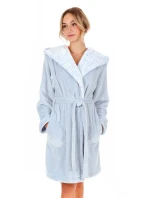 Dámský župan Flora s kapucí krátký 4856 jednobarevný ledově modrá - Vestis Dámský župan Flora s kapucí krátký 4856 jednobarevný ledově modrá - Vestis