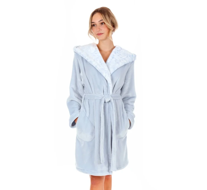 Dámský župan Flora s kapucí krátký 4856 jednobarevný ledově modrá - Vestis Dámský župan Flora s kapucí krátký 4856 jednobarevný ledově modrá - Vestis