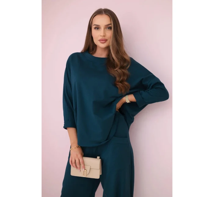 Bavlněná mikina kalhoty set námořní