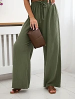 Mušelínové kalhoty se širokou nohavicí khaki