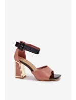 Lakované Dámské Sandály Na Podpatku model 21695396 Růžové - VINCEZA