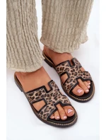 Kožené Ploché Pantofle S Panteřím Vzorem Zazoo 40383 Černé